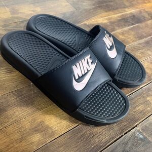 Nike Black Slides with Rose Gold Swoosh